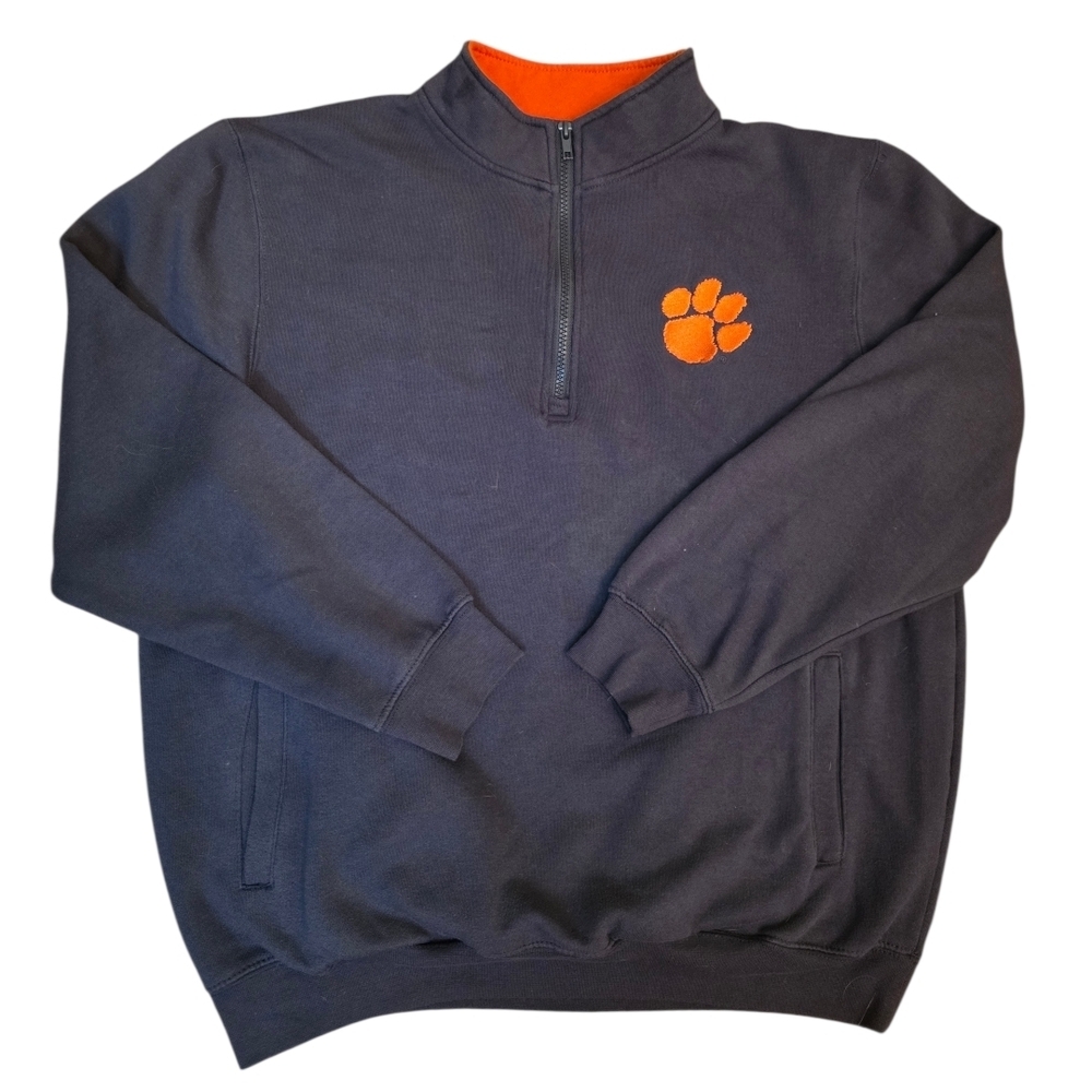 Clemson Tigers Quarter Zip Pullover Large Colosseum Fleece Sweatshirt NCAA
